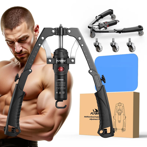 3-in-1 Twister Arm Trainer with Ab Roller Wheel, Adjustable 22-440lbs Hydraulic Power Chest, Shoulders, Forearm, Triceps